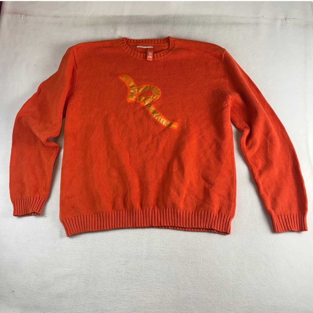 Rocawear Mens Orange Cotton Knit Logo Pullover Sweater 3XL